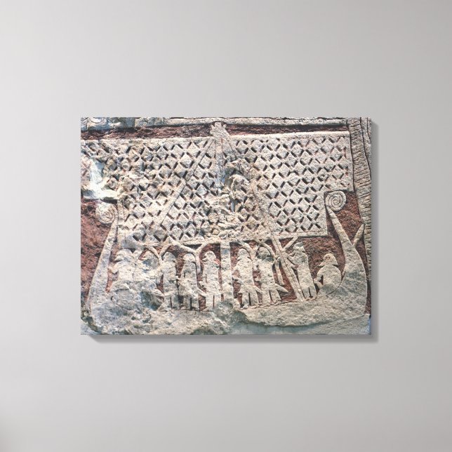 Toile Détail d'une pierre représentant un Viking (Recto)