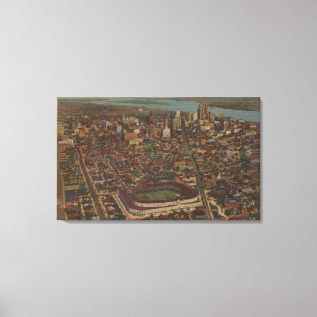 Toile Detroit, MI - Stade de baseball Aerial Briggs (Recto)