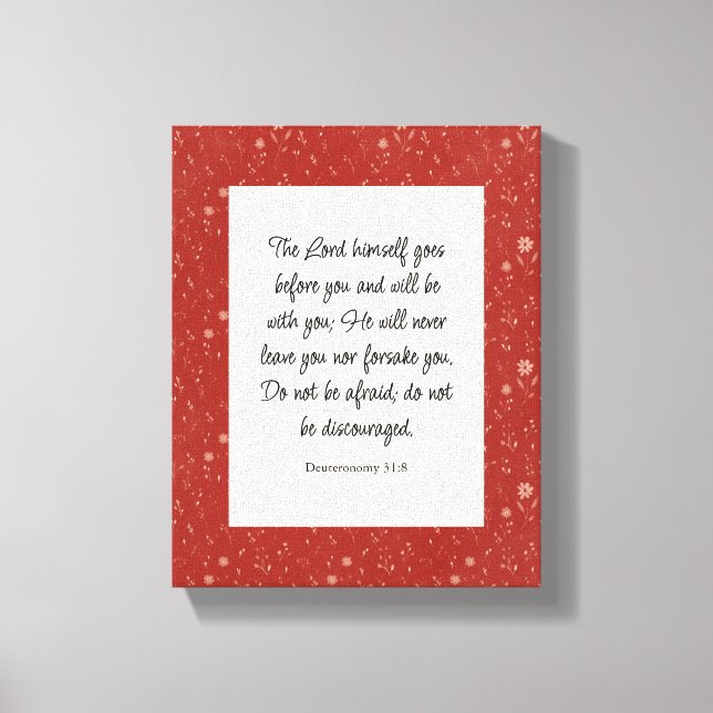 Toile Deutéronome 31:8 Image du couplet biblique (Recto)