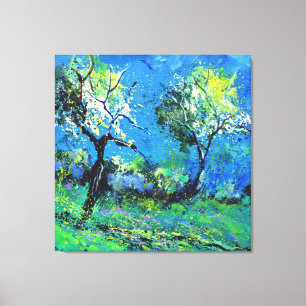 Toile Deux arbres au printemps