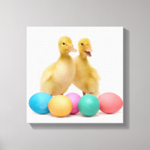 Toile Deux canards avec des oeufs de pâques