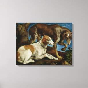 Toile Deux chiens de chasse attachés à un tronçon