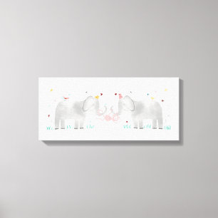 Toile Deux éléphants et un singe
