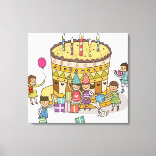 Toile Deux garçons et trois filles en fête