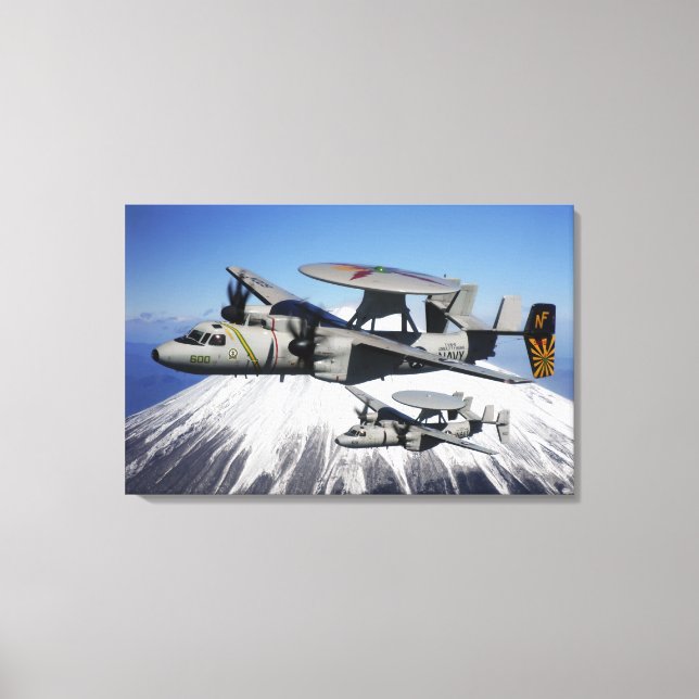 Toile Deux Hawkeyes E-2C effectuent un vol (Recto)