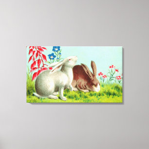 Toile Deux lapins animaux art vintage