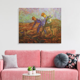 Toile Deux paysans creusant par Vincent van Gogh