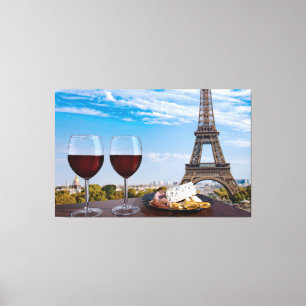 Toile Deux verres de vin en café à Paris