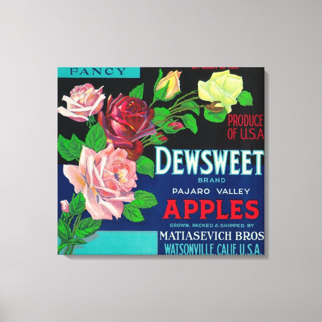 Toile Dewsweet Apple Crate LabelWatsonville, CA (Recto)
