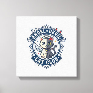 Toile Diable Ange Chat Idée Cadeau pour Maman Chat - Ang