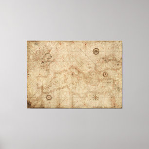 Toile Diagramme de Portolan du méditerranéen circa 1500