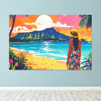 Toile Diamond Head Hawaii tropical landscape