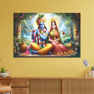 Toile Dieux lumineux Art : Krishna Radha, Divine Couple