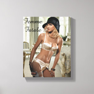 Toile Diva fatale des années 1920 - Fumer et armes à feu