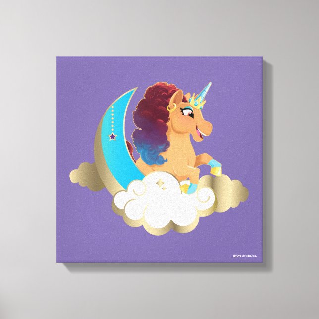 Toile Divine la licorne | Lune et nuages (Recto)