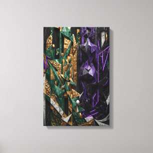 Toile Divinités cubistes émeraude et améthyste Mosaïque