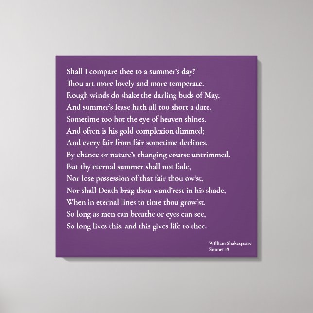 Toile Dois-je te comparer à un jour d'été ? sonnet 18 (Recto)