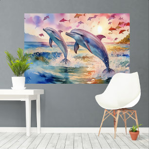 Toile Dolphin rêve aquarelle XL art