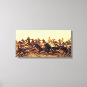 Toile Domptage de chevaux sauvages par James Walker