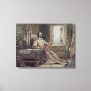 Toile Don don Quichotte dans son étude