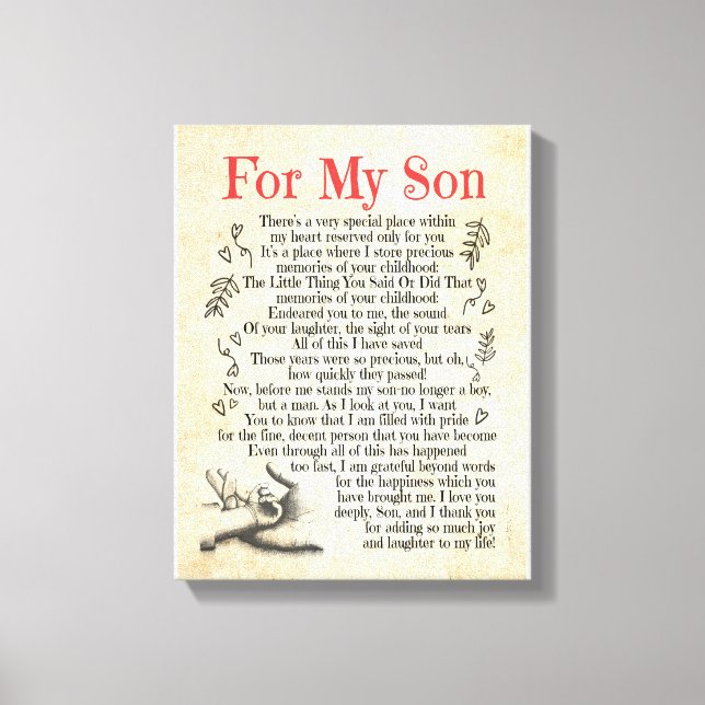 Toile Don Son | Pour Mon Fils Merci D'Avoir Ajouté Tant  (Recto)