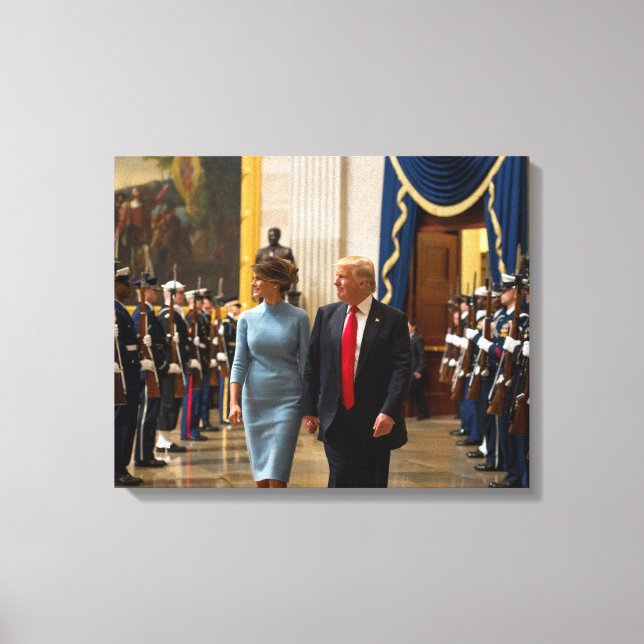Toile Donald et Melania Trump avec la garde d'honneur mi (Recto)