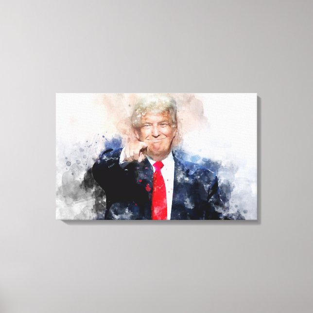 Toile Donald Trump pointant le portrait aquarelle (Recto)