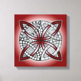 Toile Doodle de noeud celtique Maroon rouge
