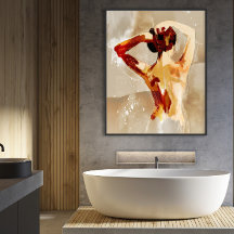 Dos de femme classique tenant ses cheveux peint