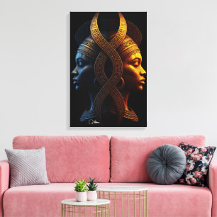 Toile Double Faces – Afrofuturisme Moderne Abstrait Géom