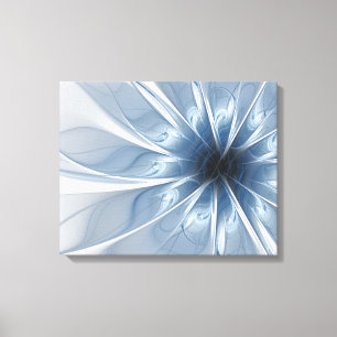 Toile Doux et tendreté bleu fleur imaginaire fractal cu