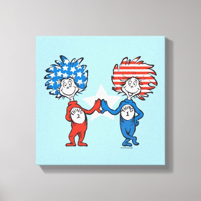 Toile Dr Seuss | Une chose Deux graphiques patriotiques (Recto)