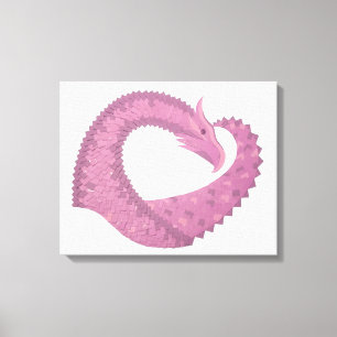 Toile Dragon cardiaque mauve sur blanc