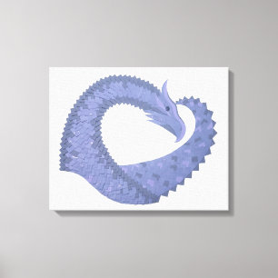 Toile Dragon de coeur gris bleu sur blanc