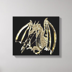Toile Dragon d'or feu respirant Dragon