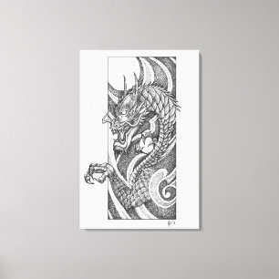 Toile Dragon Dotwork Ryu