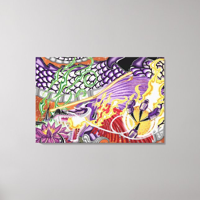 Toile Dragon du Lotus Stretched Canvas Print (Recto)