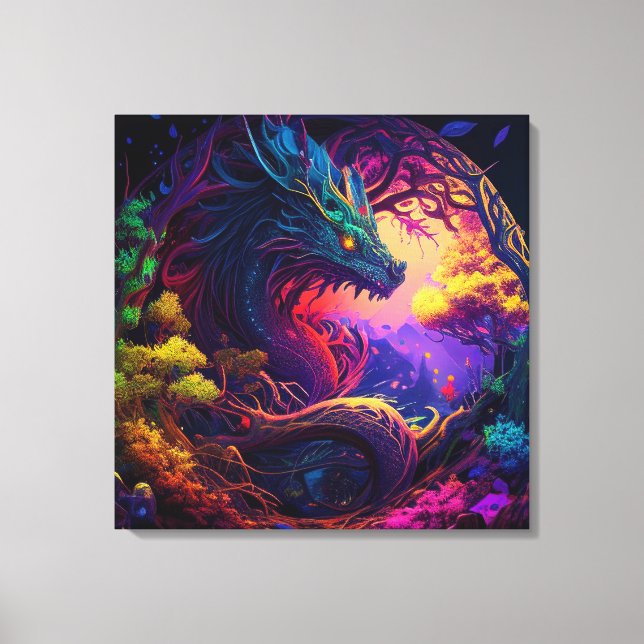 Toile Dragon mystique Enchanted Forest Imaginaire Art (Recto)