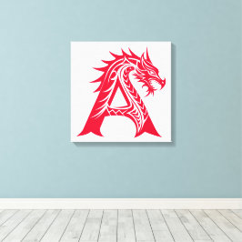 Toile Dragon Styled Letter A, Dragon Alphabet, Monogram