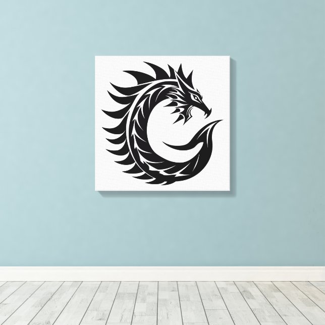 Toile Dragon Styled Letter C, Dragon Alphabet, Monogram (Insitu (Plancher de Bois))