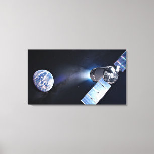 Toile Dragon Xl Spacecraft Avec Planète Terre À Distance