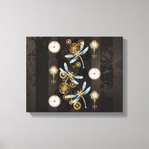 Toile Dragonflies de Steampunk sur arrière - plan rayé b