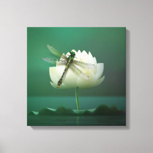 Toile Dragonfly and Water Lily