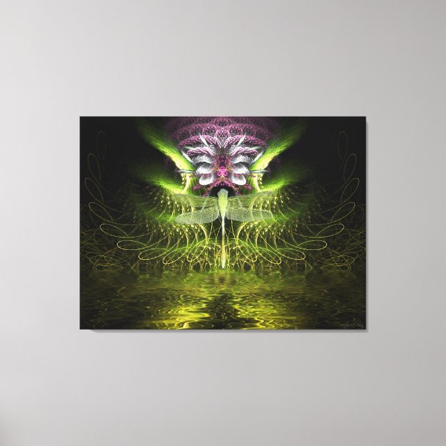 Toile Dragonfly Fractal Magic Wrapped Canvas (Recto)
