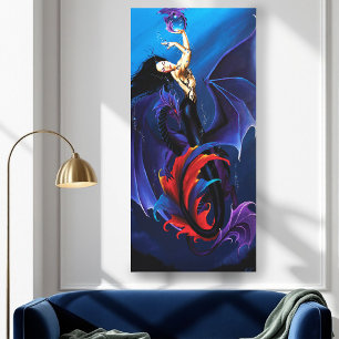 Toile Dragons Gothiques Bleus Sirène Fantastique Violet