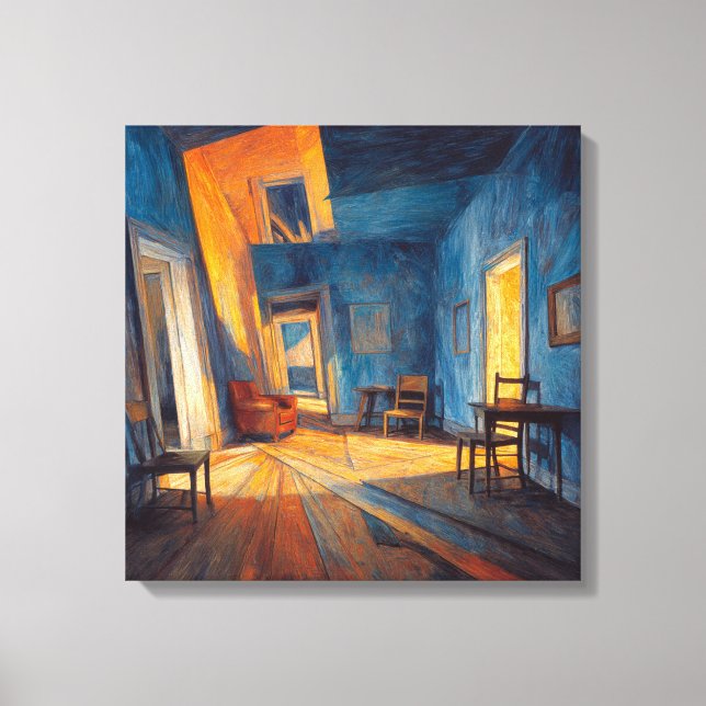 Toile Dramatic Expressionist Blue Interior Sunlight (Recto)