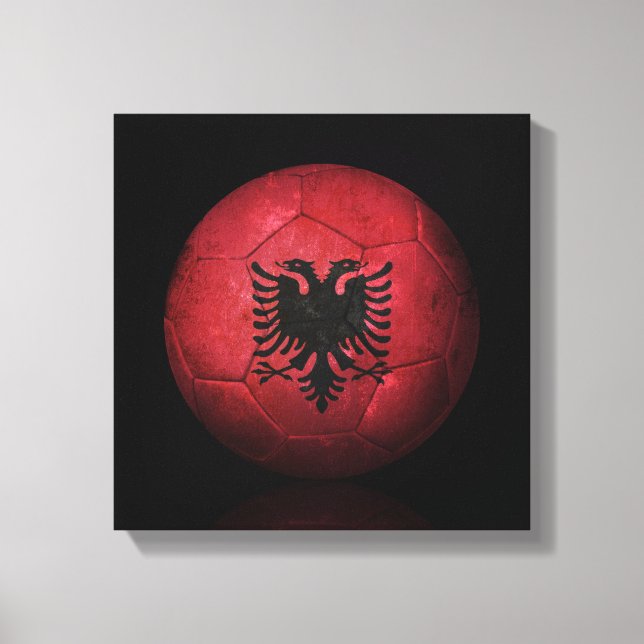 Toile Drapeau albanais porté balle de football (Recto)