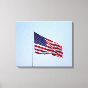 Toile Drapeau américain agitant dans la couleur du ciel 