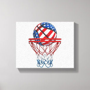 Toile Drapeau américain de basket-ball 4 juillet américa