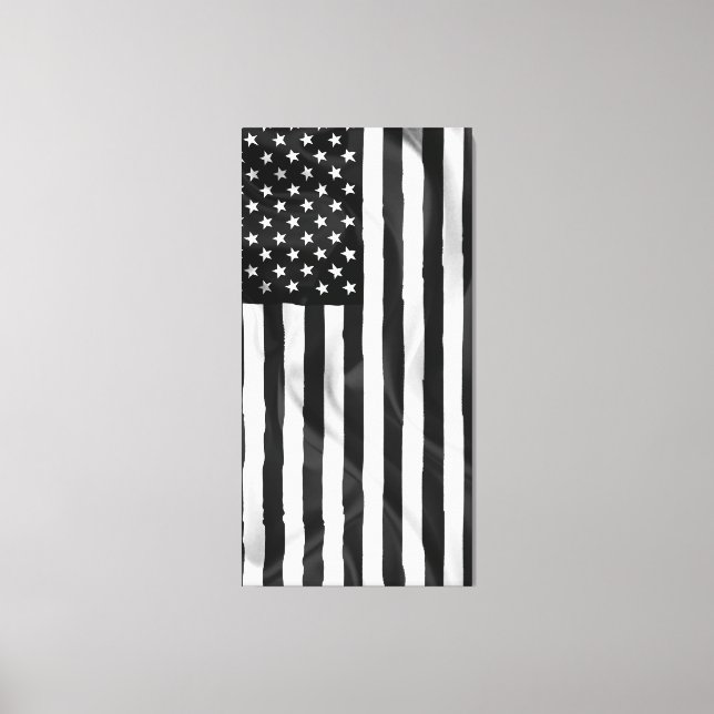 Toile Drapeau Américain En Noir Et Blanc (Recto)